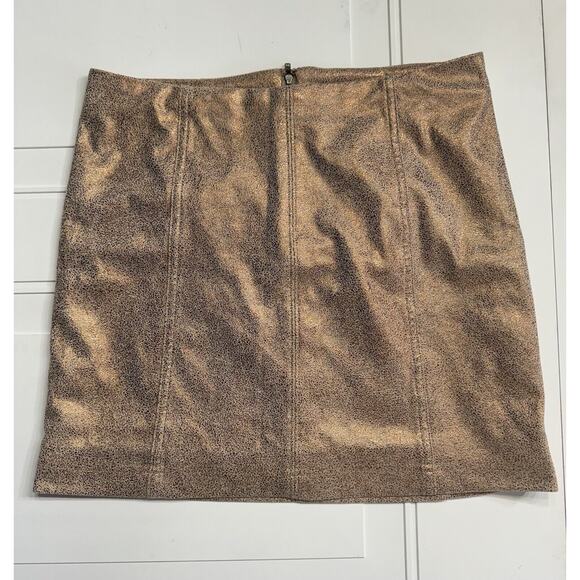 Free People Dresses & Skirts - Free People Mini Skirt Gold Copper Glitter Metallic Lined Stretch 
Size 8